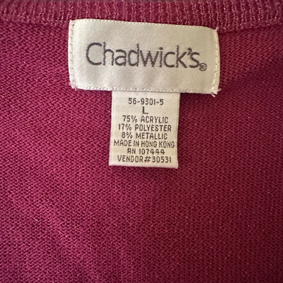 Vintage Chadwick’s V-Neck Magenta Sparkly Sweater - Picture 4 of 6